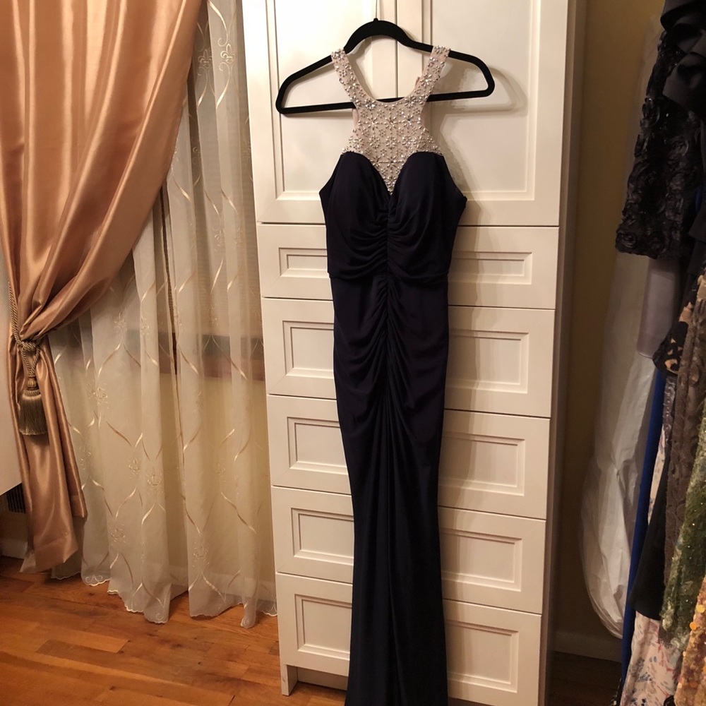 Blue and silver gown